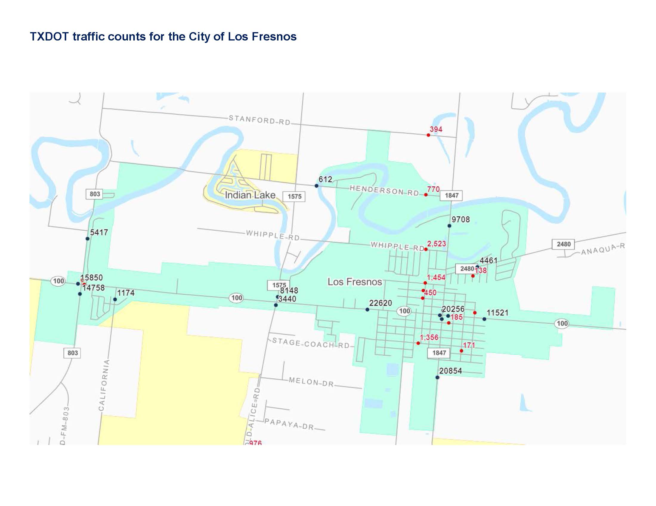 City of Los Fresnos & Trade Area Traffic Count Map 2024 | Los Fresnos Texas