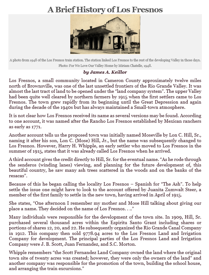 History Los Fresnos Texas