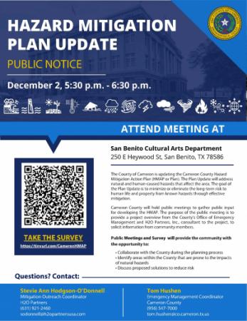 Public Meeting Notice - Cameron County Hazard Mitigation Action Plan Update