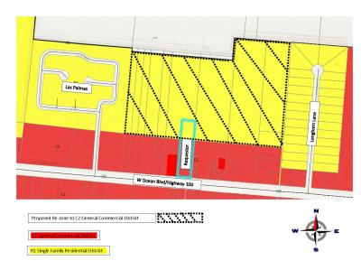 Map of rezoning request West Ocean/W HWY 100