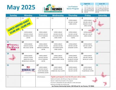 Senior Center Program May 2025 Calendar 
