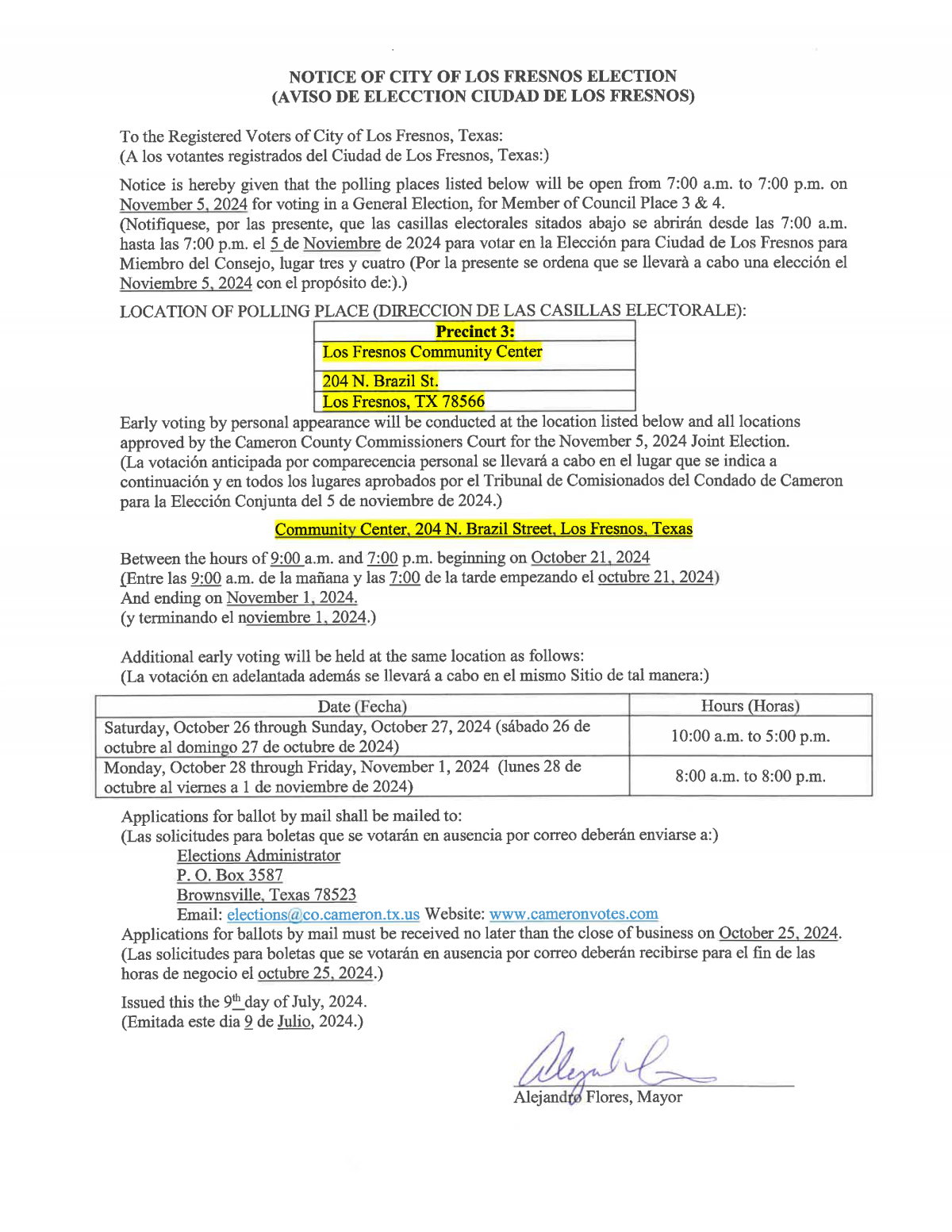 Notice of Election November 5, 2024