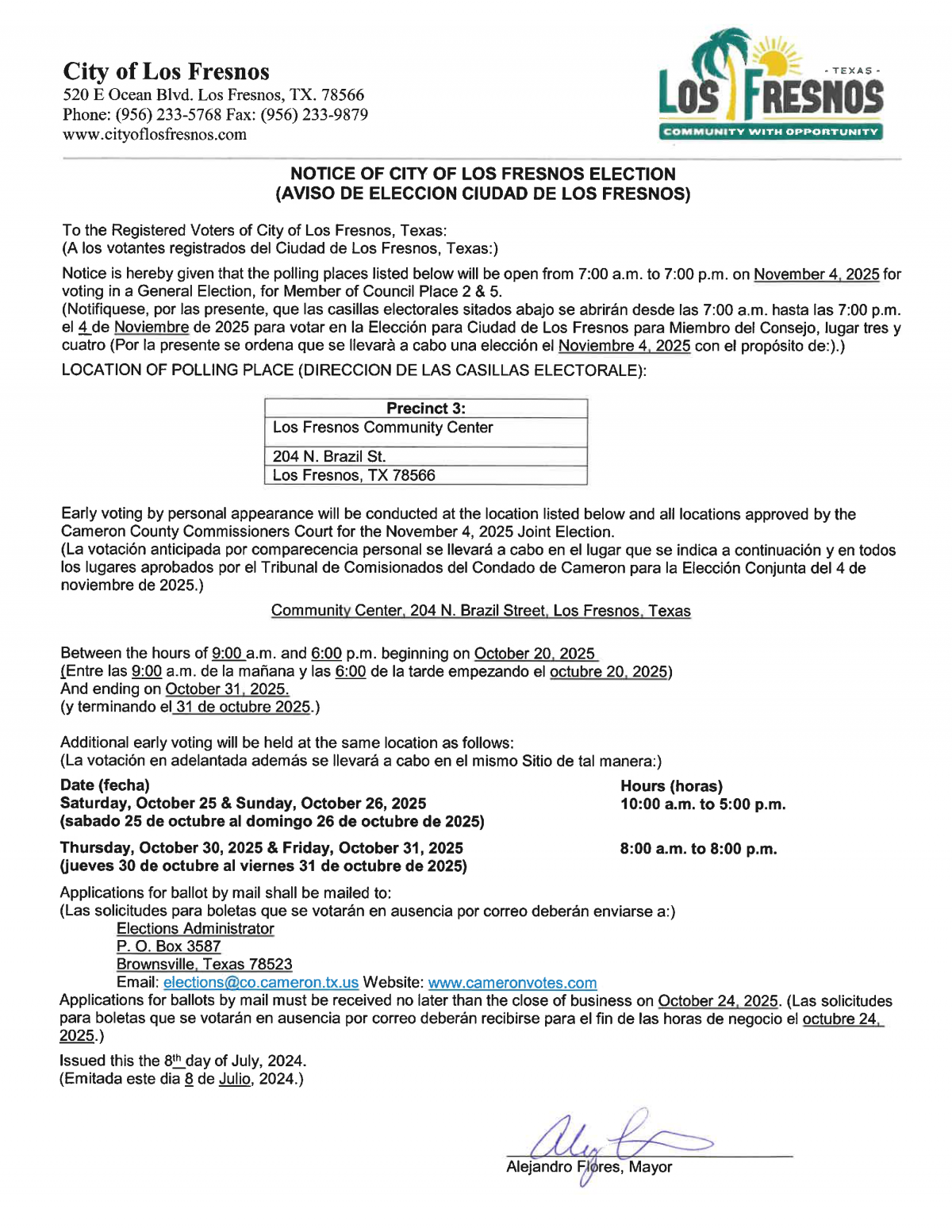 Notice of Election November 4, 2025